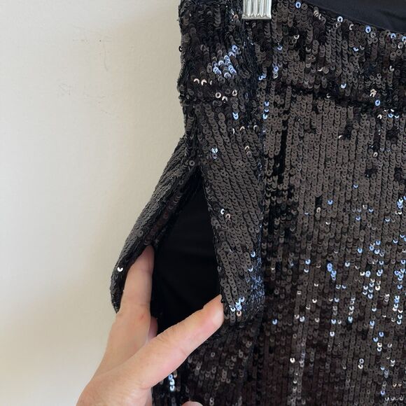Express High Waisted Sequin Cocktail Party Ankle Pant Black Size Medium NWT - Picture 6 of 13